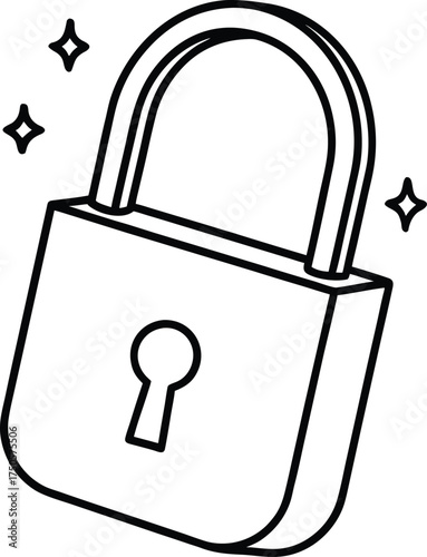  metallic padlock with open shackle shiny on white.eps