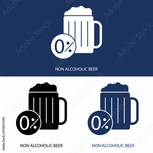Non alcoholic beer icon set in vector illustration Vector