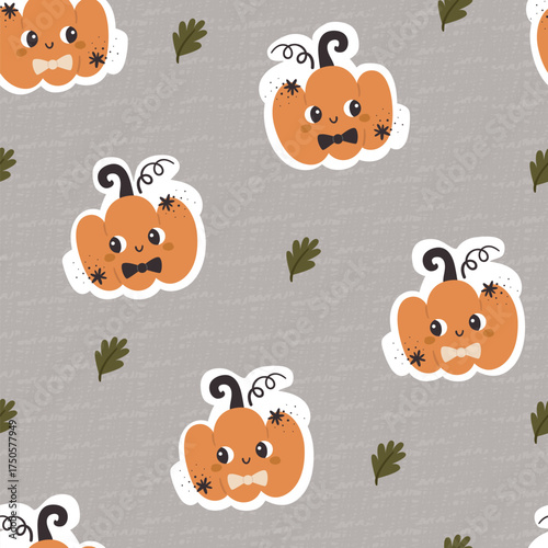 Halloween seamless pattern with cute pumpkins. Pattern for scrapbooking, wallpaper, children's and children's clothing.