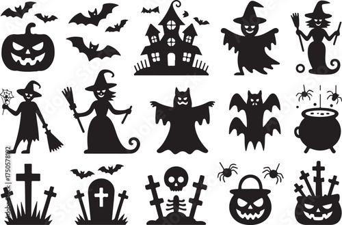 Spooky Halloween icons for festive holiday designs
