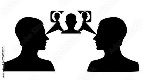 Powerful communication concept showing connection between people, sharing thoughts and ideas effectively