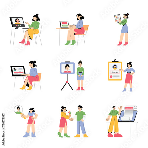 Interview and evaluation process Illustrations Set 2