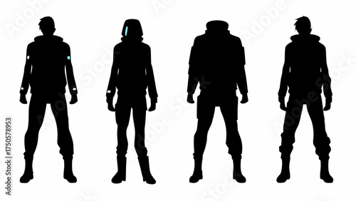 Dynamic character silhouettes for game design and concept art inspiration reveal futuristic urban soldier style