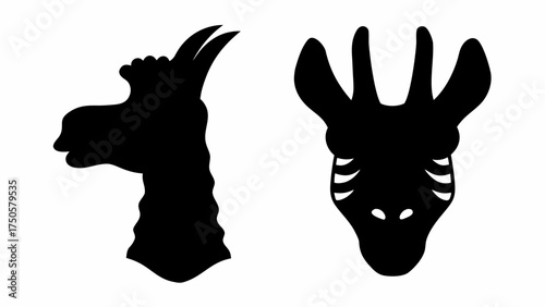 Unique llama and giraffe silhouette design perfect for logo creation and animal themed graphics projects
