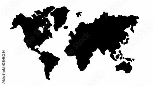Global map outline for international business expansion and worldwide market reach, simple design, vector illustration
