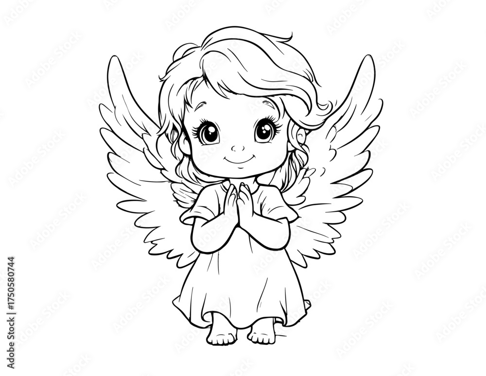 Fototapeta premium baby angle line art for kids coloring book or comics