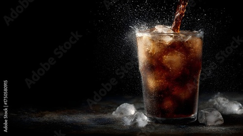 Wallpaper Mural Dynamic pour of cola into glass with ice creating a refreshing splash and fizz Torontodigital.ca