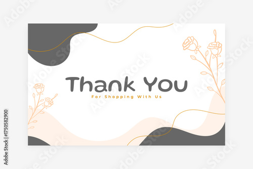 elegant thank you for shopping template with botanical flower