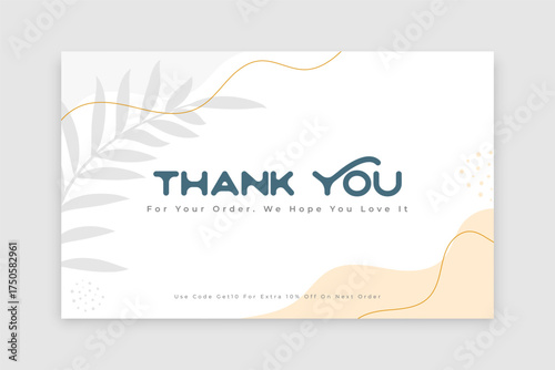 elegant thank you for order template with leave design