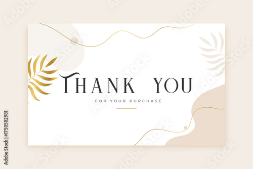 premium elegant thank you for purchase card with golden leaves