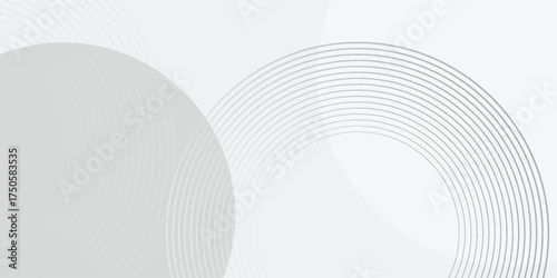 White geometric abstract background overlap layer on bright space with lines effect decoration. Modern graphic design element circles style concept.