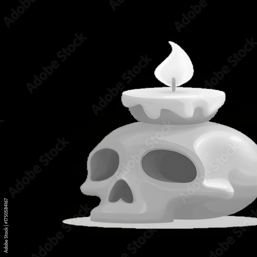 Cartoon Skull Candle Illustration on Black Background for Halloween Decoration