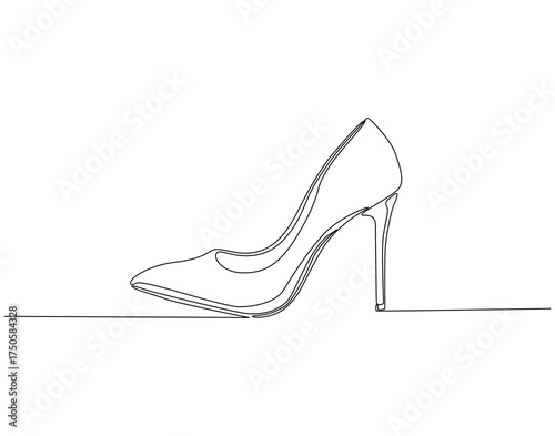 High heels continuous line art. High heels trendy one line drawing. Female elegant shoe concept vector illustration