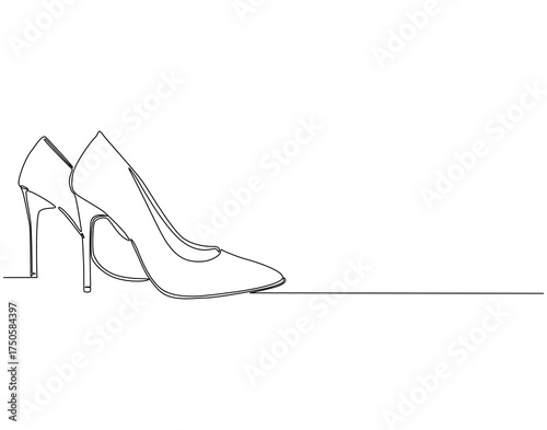 High heels continuous line art. High heels trendy one line drawing. Female elegant shoe concept vector illustration