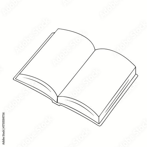 Open book or magazine with blank white pages, mockup for education or design