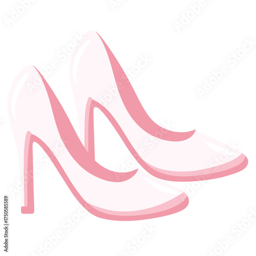 A pair of pink high heeled shoes simple illustration style