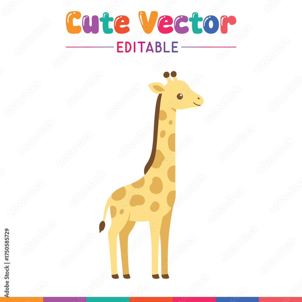 Naklejka premium Adorable giraffe standing tall simple animal illustration