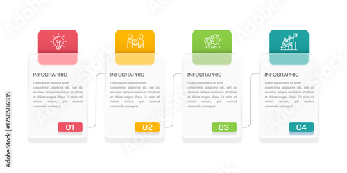 Modern Business Infographic with 4 Options. Timeline for Project Management and Goal Achievement. Vector illustration.