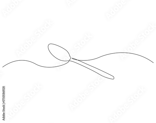 Spoon continuous line art. Spoon cutlery one line drawing. Restaurant equipment concept vector illustration