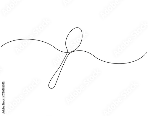 Spoon continuous line art. Spoon cutlery one line drawing. Restaurant equipment concept vector illustration