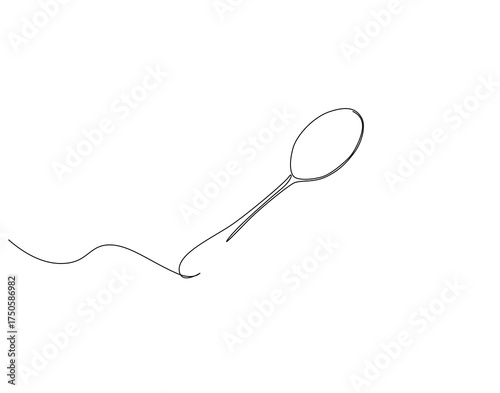 Spoon continuous line art. Spoon cutlery one line drawing. Restaurant equipment concept vector illustration