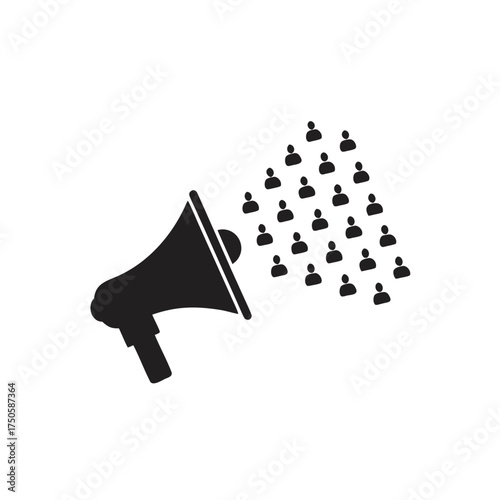 Megaphone broadcasting to a large group of people simple icon design
