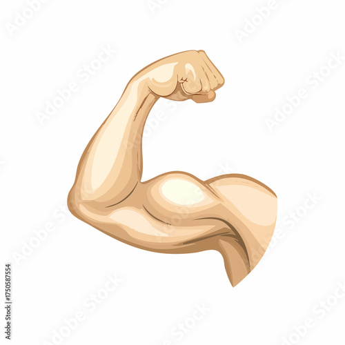 Muscle arm strong biceps. Flexed muscular bodybuilder male hand with big biceps. Powerful energetic strength, fitness, masculinity. 