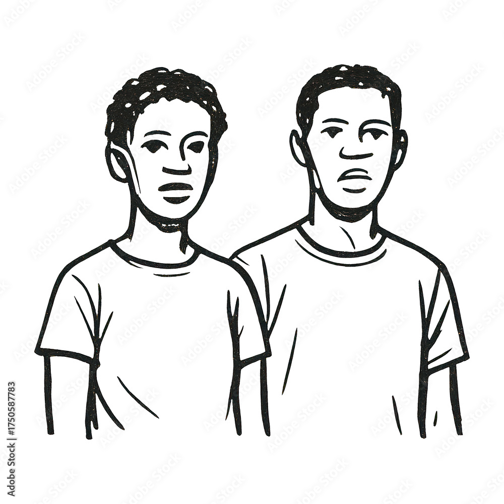 Fototapeta premium PNG Illustrated duo in monochrome design.