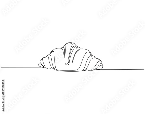 Croissant bread continuous line art. Croissant for breakfast one line drawing. French bread concept vector illustration