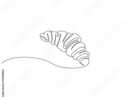 Croissant bread continuous line art. Croissant for breakfast one line drawing. French bread concept vector illustration