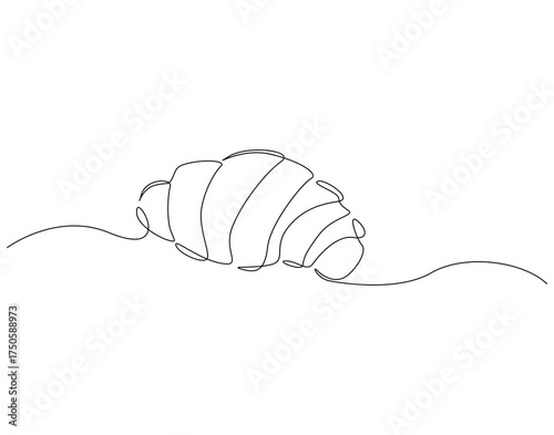 Croissant bread continuous line art. Croissant for breakfast one line drawing. French bread concept vector illustration