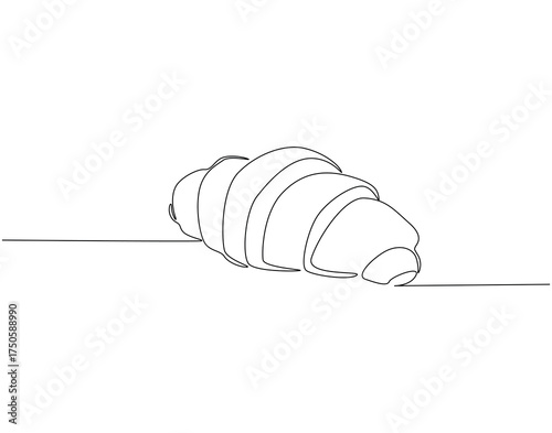 Croissant bread continuous line art. Croissant for breakfast one line drawing. French bread concept vector illustration
