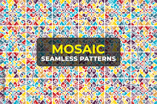 Colorful Seamless Pattern Collection with Creative 90s Retro Background Design