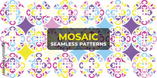 Retro 90s Style Seamless Background Collection with Colorful Pattern Design