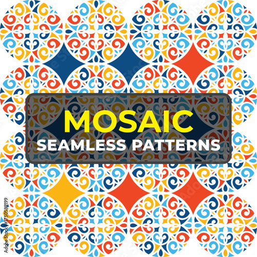 Trendy Seamless Pattern Collection with Colorful Abstract Vector Background