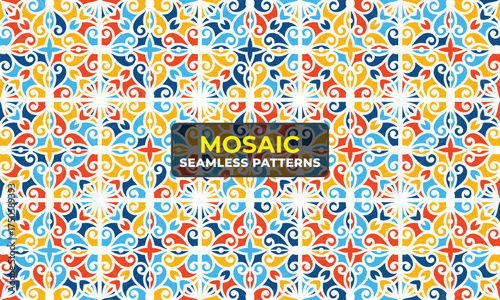 Retro 90s Style Seamless Background Collection with Colorful Pattern Design