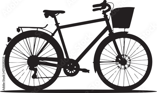 Classic Bicycle with Basket Silhouette - Urban Cycling Vector