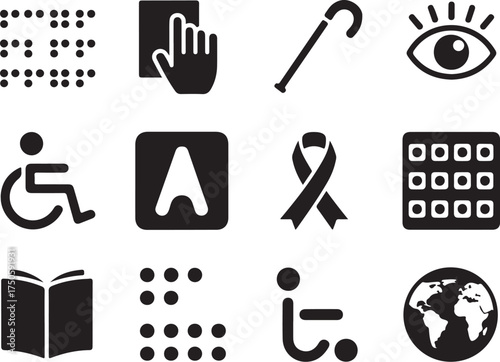 Accessibility icons representing inclusion, diversity, and support