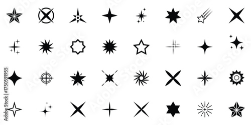 Sparkle star icon vector, glowing twinkle star isolated on white background. Sparkle star icon set. Simple star burst symbol. Vector illustration, EPS 10