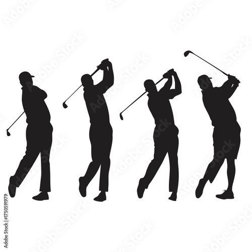 A sequence of silhouettes depicting a golfer s swing in progression
