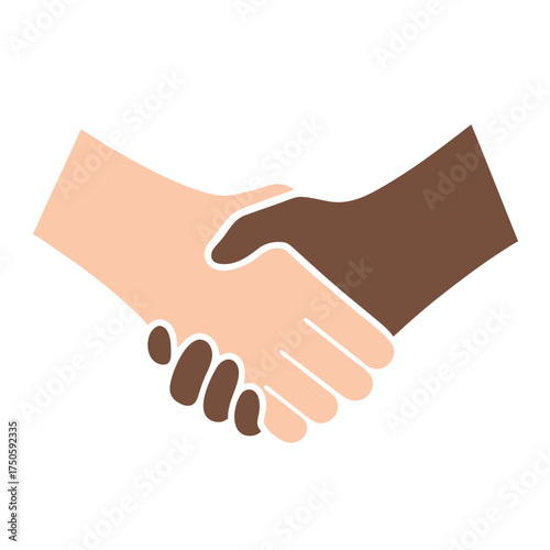 Diverse hands joining in a firm handshake symbolizing unity and agreement