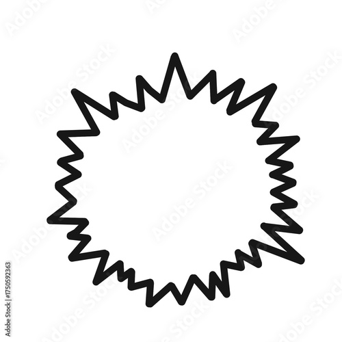 Принти на полотні Black spiky comic speech bubble outline for dramatic message design / ドラマチックな表現に