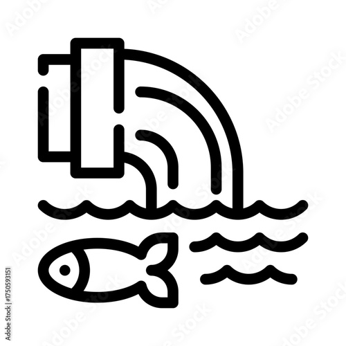 polluted river line icon