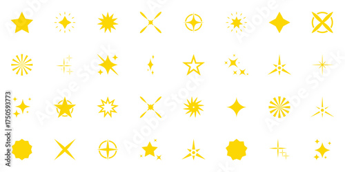 Shine star sparkle vector set. Twinkling stars. Sparkles, shining burst. Christmas vector symbols isolated. Shine star icons. Effect shine, glitter, twinkling and clean. Star sparkle icon.