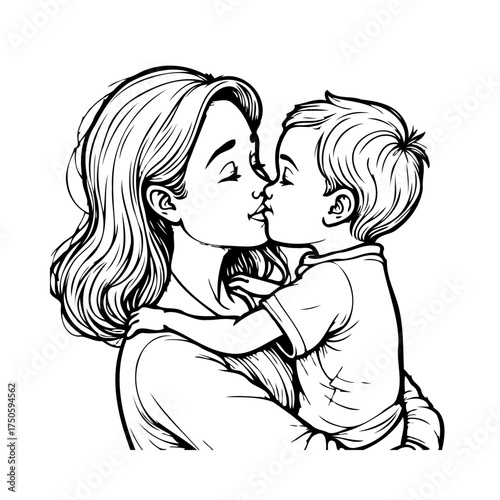 Cherished moments a mother's tender embrace a loving kiss representing a beautiful family