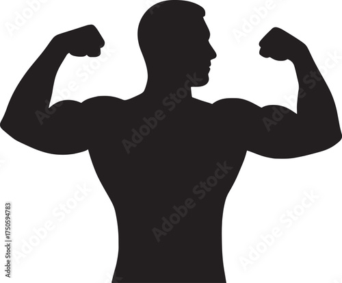 Bicep Flex Pose Fitness Silhouette Vector – Strong Athlete Gym Illustration in Ultra HD