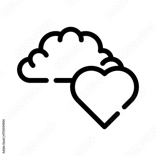 heart with brain line icon