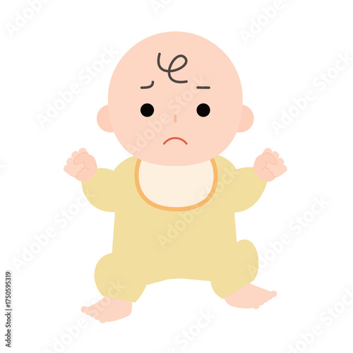 困っている赤ちゃんの全身のイラスト