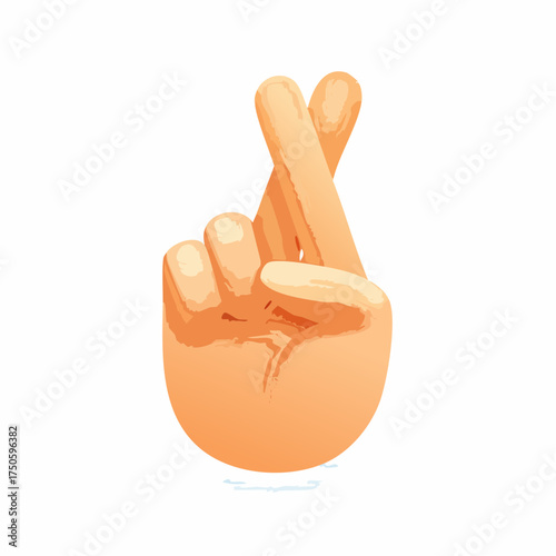 Crossed Fingers 3d hand gesture emoji. Cross finger for good luck cute cartoon sign. Hope, wish and positive anticipation emoticon.