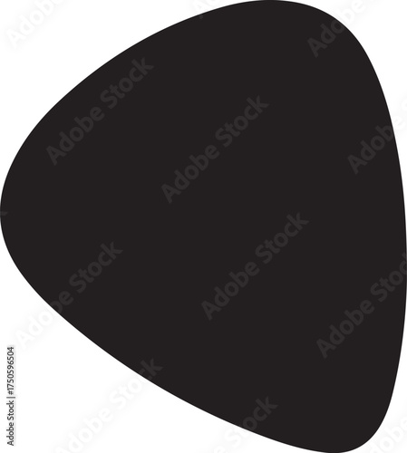 A simple black guitar pick shape isolated on a clean white background, Generative Ai

